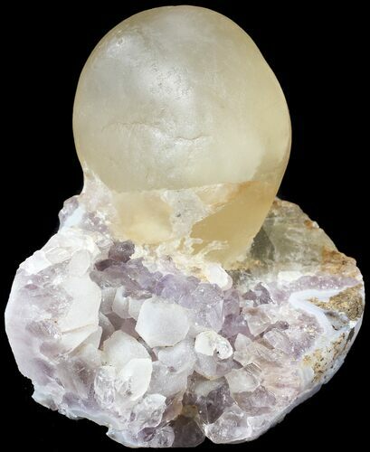 Butterscotch Fluorite Ball on Amethyst - India #63139